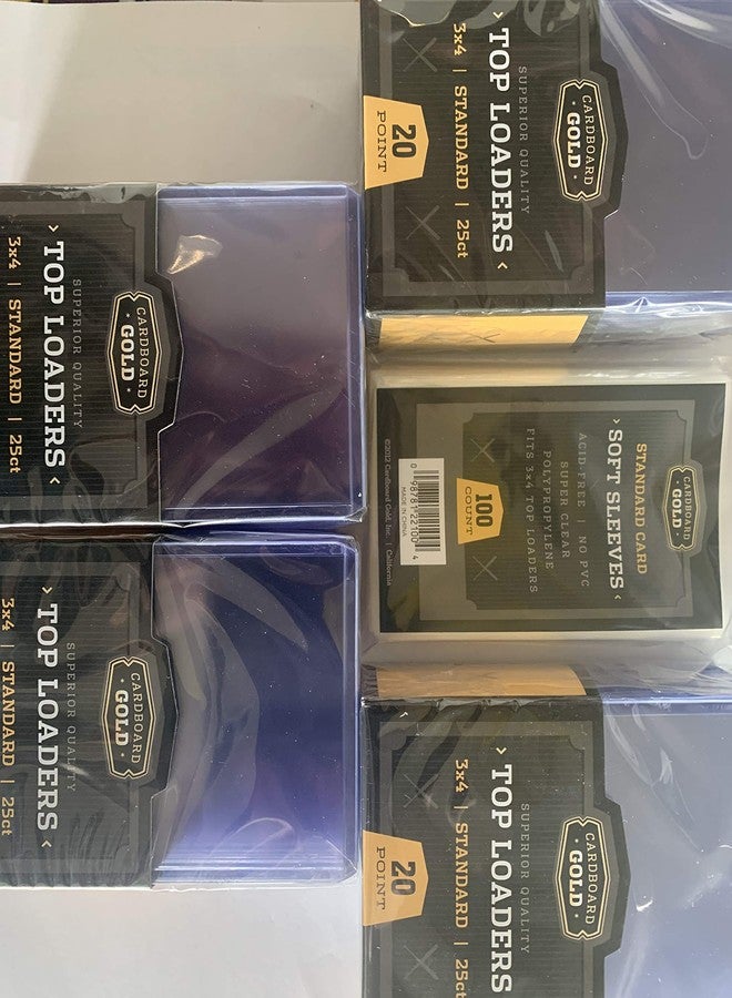 مجموعة كرتونية ذهبية: ١٠٠ غلاف مقوى ٣×٤ بوصة ٢٠ نقطة و١٠٠ غلاف ناعم